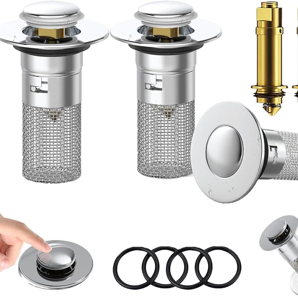Universal Anti-Clog Bounce Filter Drain Stopper for Wash Basins