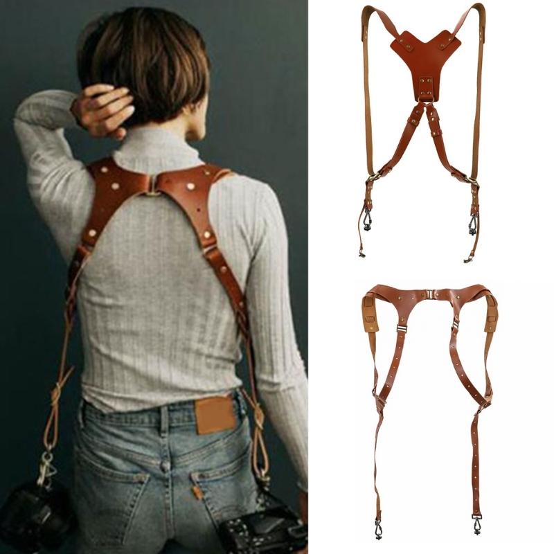 Leather Shoulder Strap for Camera Harness Strap Double Camera  Double Camera Holder for a Perfect Fit Suspenders