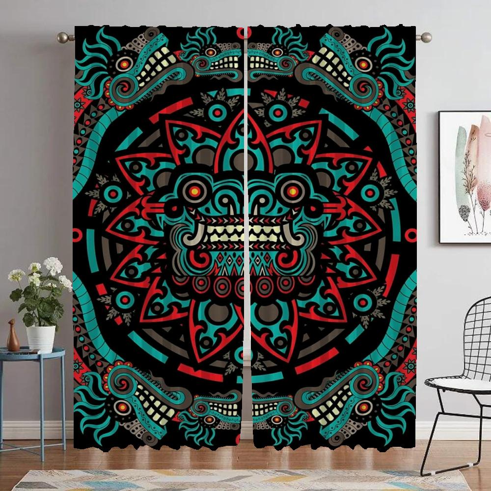 

Мексиканский Цветочный Череп Противомоскитные Шторы для Гостиной Затемняющие Шторы для Комнаты 2 Панельные Украшения Хэллоуин Раздел Дом W50xH70cmx2pcs-CL