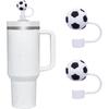 2Pcs Soccer Straw Cover for Stanley 40&30 Oz Cup, 10mm Silicone Straw Covers Cap for Stanley Cup Accessories, Cute Topper, Cap Stopper for Reble