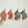 1PCS Kitchen Baking Oven Gloves High Temperature Resistant Thicken Cotton Dot Stripe Hanging Home Gloves for BBQ Baking Cooking