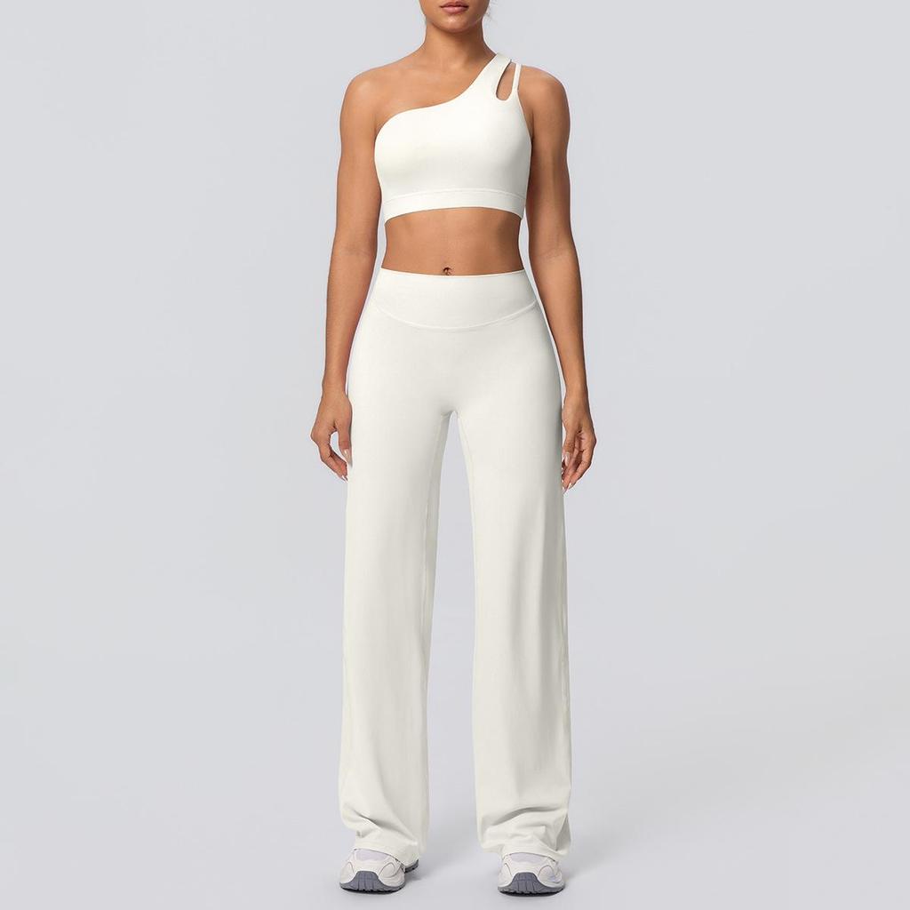 Cloud-Like Casual High Waist Yoga Set - Women's Sporty Wide Leg Fitness Wear