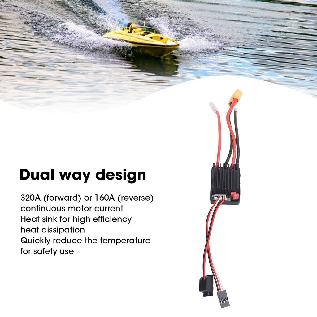 320A 60A RC Brushed ESC High Voltage Waterproof Two Way Electronic Speed Controller with XT60 Connector for 390 540 550 Brushed Motor