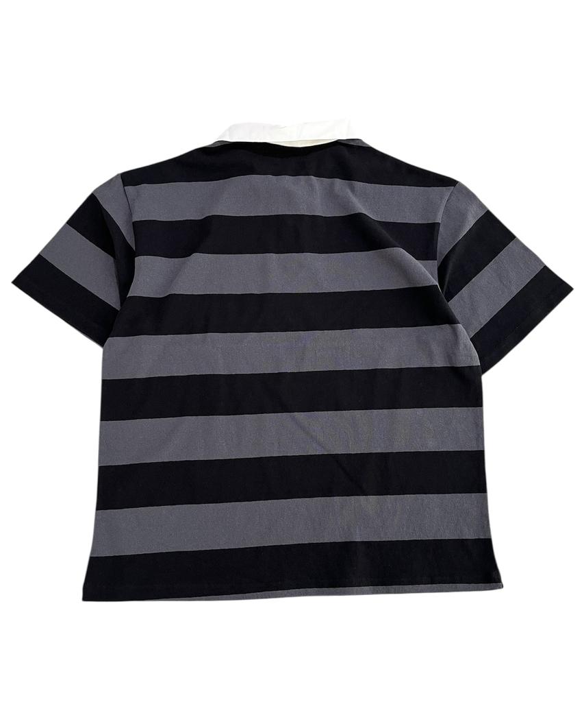 SK8ER ROCK 88 Stripe Rugby Shirt ((Gray*Black))