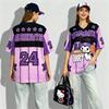 Hello Kitty baseball jacket, sweet and cool street style summer T-shirt, loose women's top.