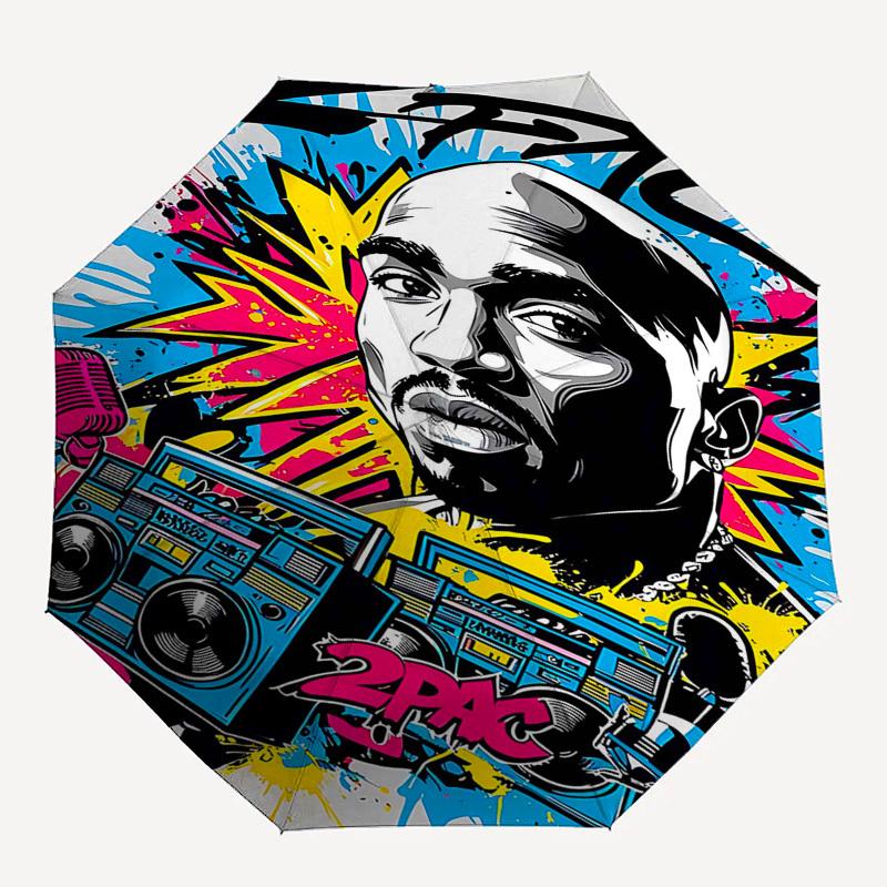 

1pc 2PAC Boombox Automatic Open,Windproof, Compact Travel Umbrella, Gift for Birthday, Christmast93051