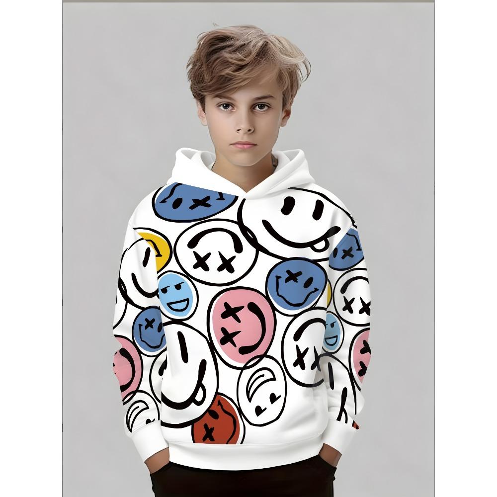 Fashionable Children s Casual Hoodie, 3D Printed With Unique Smiling Face Pattern, Daily Wear, Comfortable Touch 100
