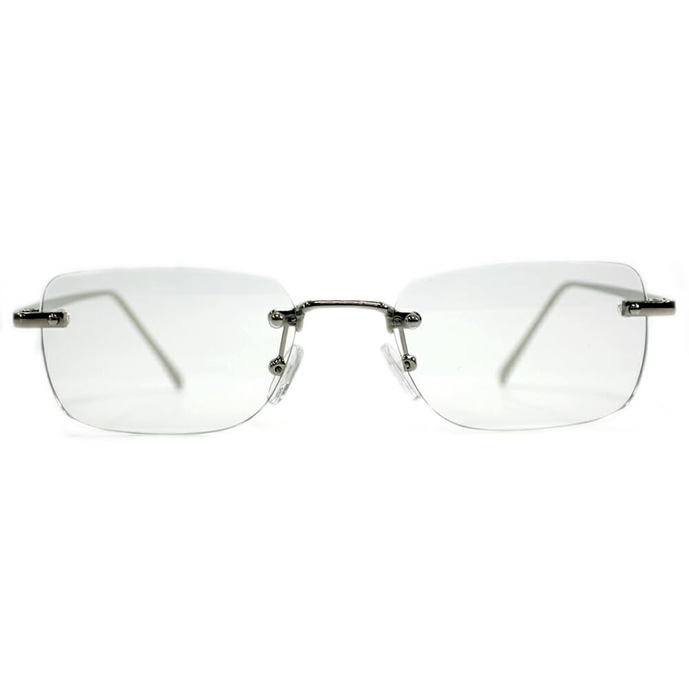 [MERRY PLEASURE] Sunglasses for Men and Women, Rimless, Square, Clear Lenses