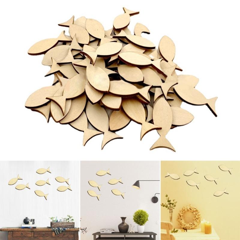 Pack of 50pcs Wood Fish Table Decors Fish Wood Christening Fish Great for Crafting Christening Decorations Home