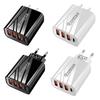 Multi-Standard Travel Charger: US, EU, UK Plugs with 3 USB + Type-C Ports, Smart Power Adapter