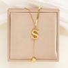 Stainless Steel Metal 26 English Letters Necklace for Women Fashion Gold Color Chain A-Z Alphabet Clavicle Necklace Jewelry Gift