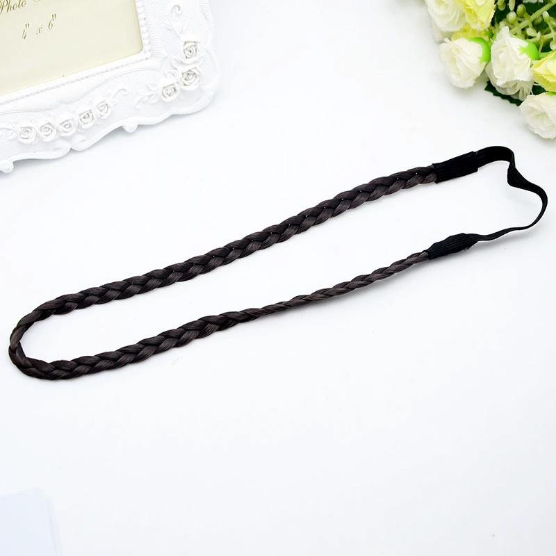 1Pc Headwear Elastic Hair Accessories Personality Plaited Headband Fashion Simulation Synthetic Hair Double Braided Hair Band