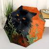 1pc Black Cat's Journey Automatic Umbrella Design, Cute Cartoon Pattern, Portable Outdoor Umbrella, Perfect Y007