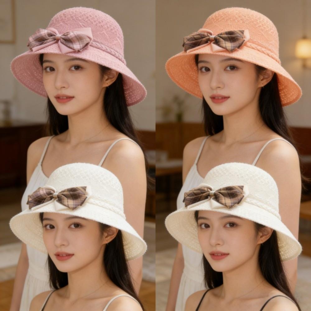 Bowknot Summer Sun Hat Foldable UV Protection Hats New Wide Brim Hat  Travel