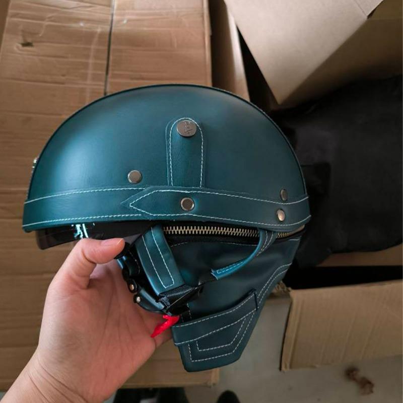 Vintage Personality Helmet Lens Standard Motorcycle Half Helmet Scooter Cruise Leather Helmet Prince Helmet