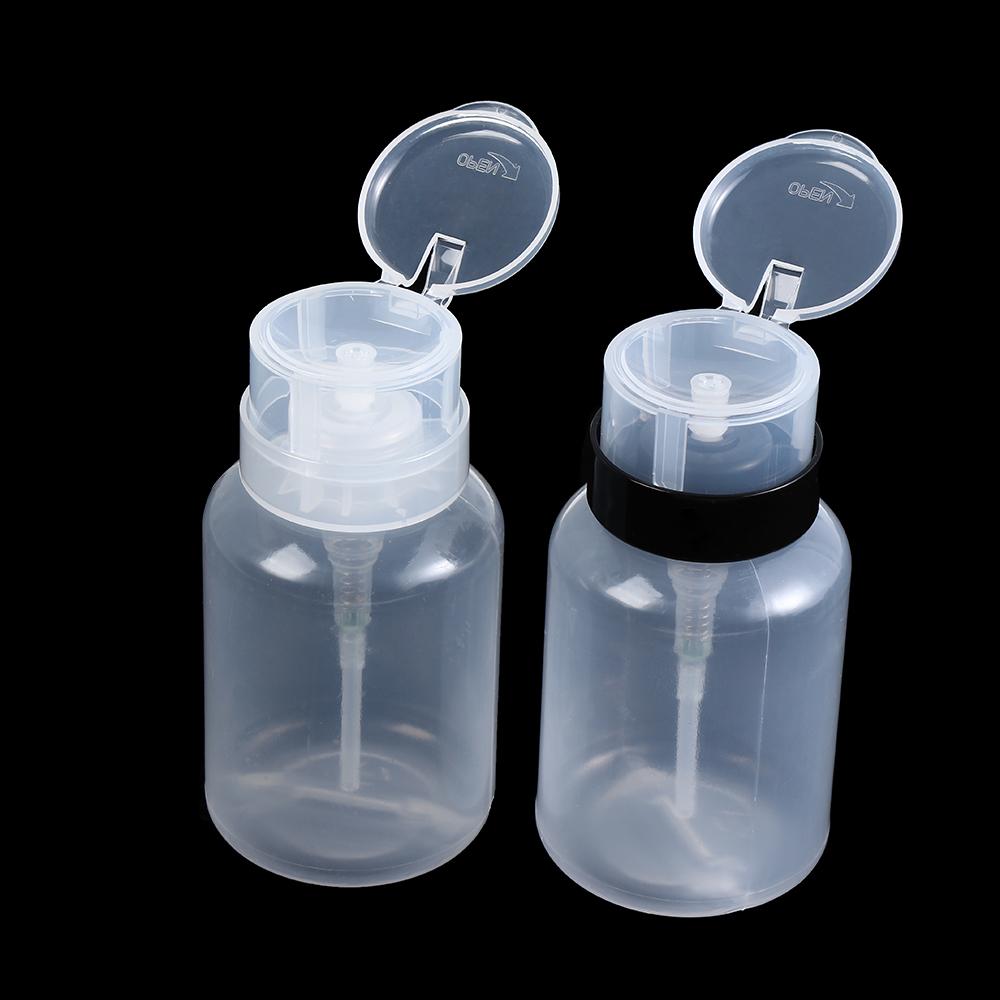 Manicure UV Gel Cleaner Pump Dispenser Container Clean Acetone Nail Polish Remover Empty Bottle
