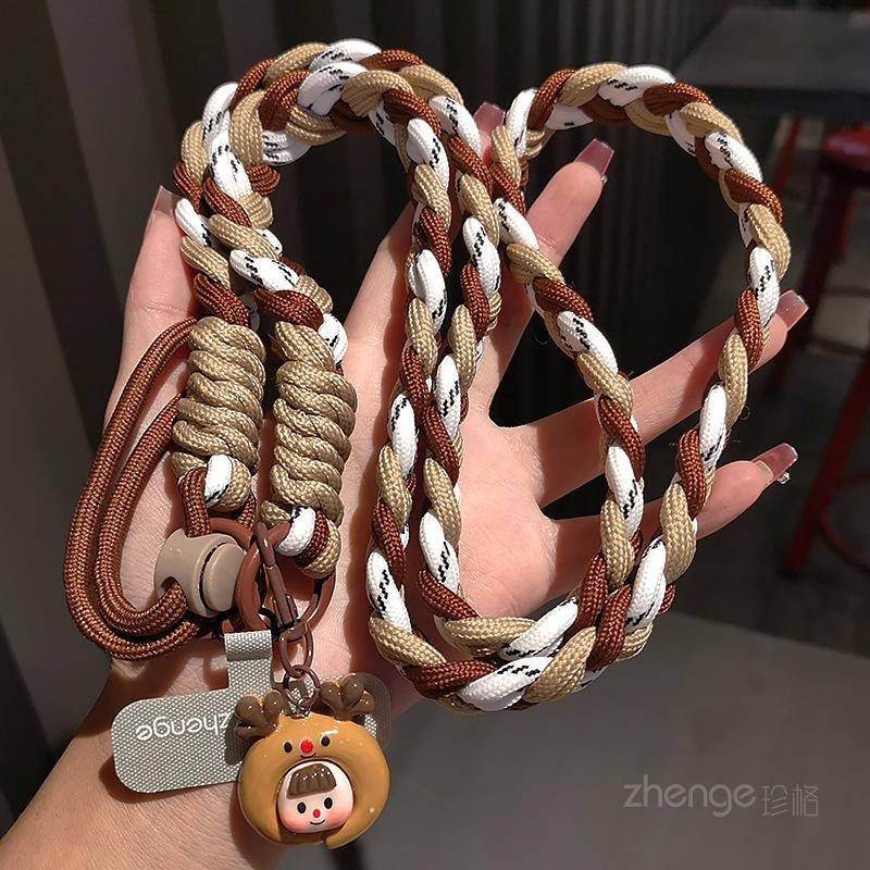 

Ремешок для мобильного телефона, через плечо, утолщенный, плетеный «рыбий хвост», можно носить на спине, длинный стиль, модный, женский, для путешествий на открытом воздухе, походная веревка для туризма Pack of 1