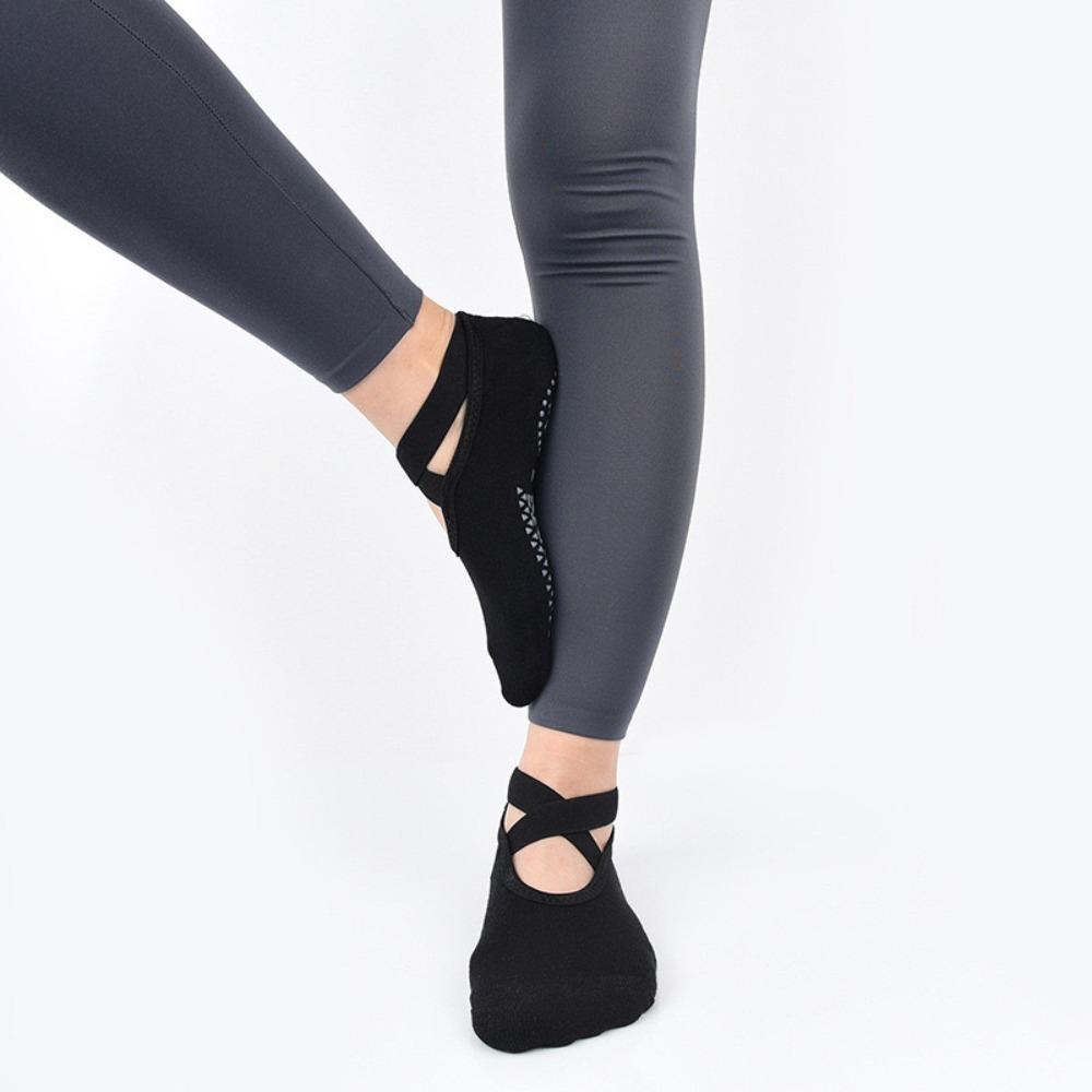 

З ремінцями Бавовняні шкарпетки для йоги Шкарпетки для балетних танців Нові балетні шкарпетки Йога чорний