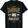 Vintage Legendary 40 Years Old Aged Perfectly 40th Birthday Fashion Casual Unisexs Graphic TShirt Commuter Regular Short Sleeve
