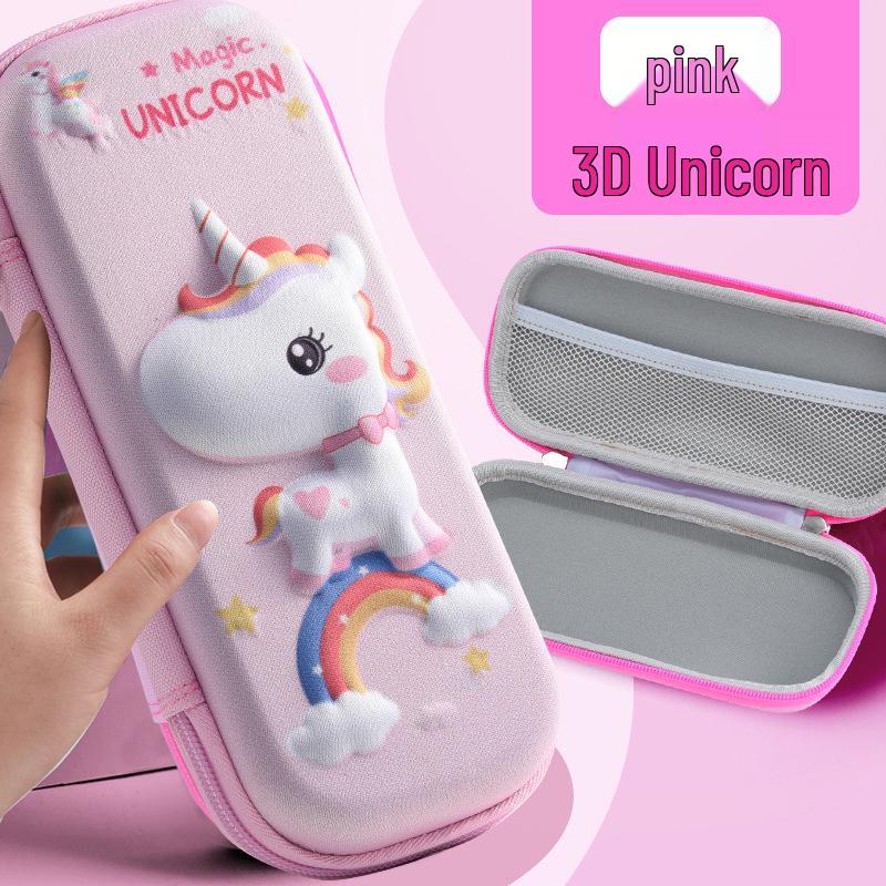 3D Cartoon Astronaut & Unicorn EVA Pencil Case – Durable, Cute, Drop-Resistant Stationery Box for Kids