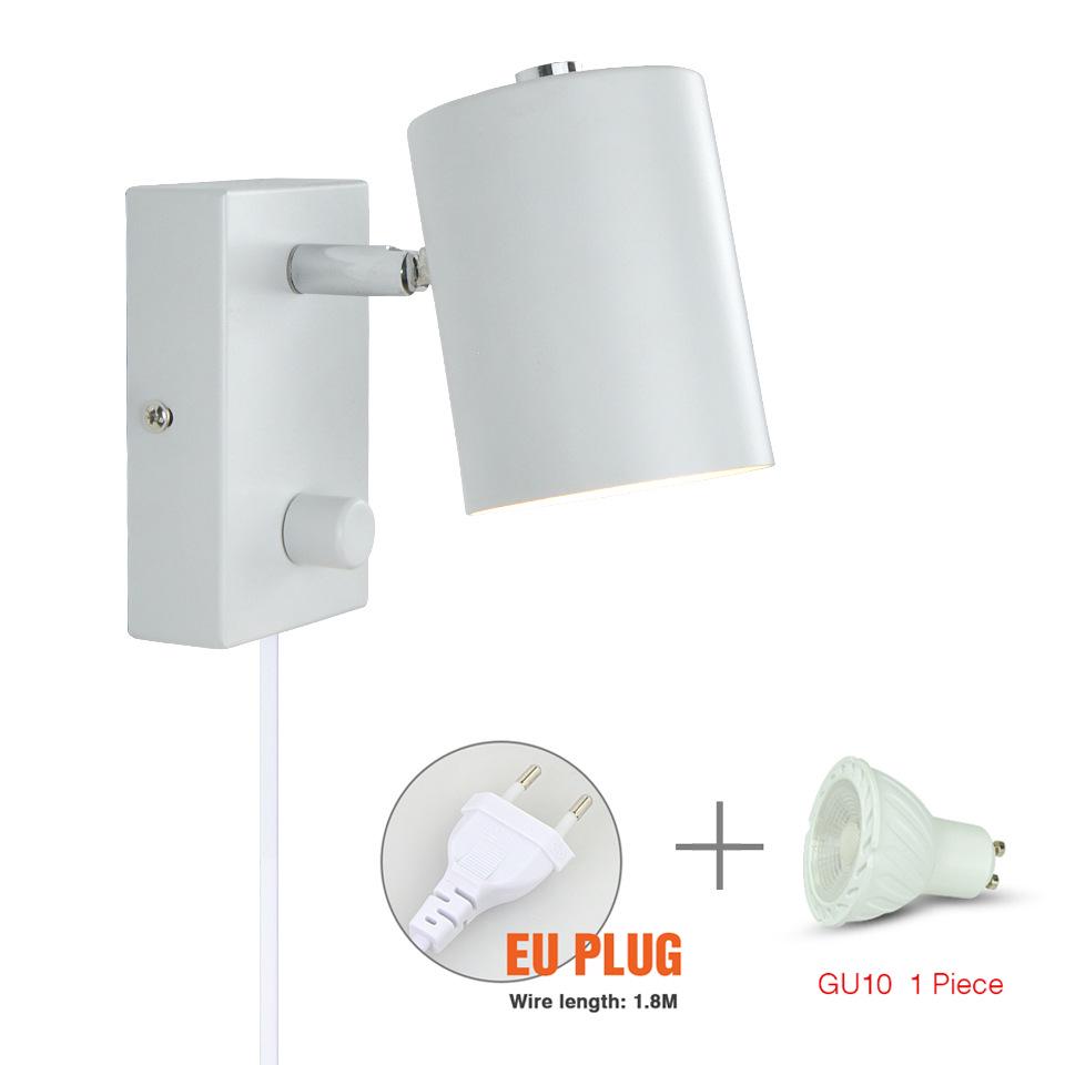 Adjustable Angle Modern Minimalist Bedside Wall Lamp with GU10 Spotlight for Living Room