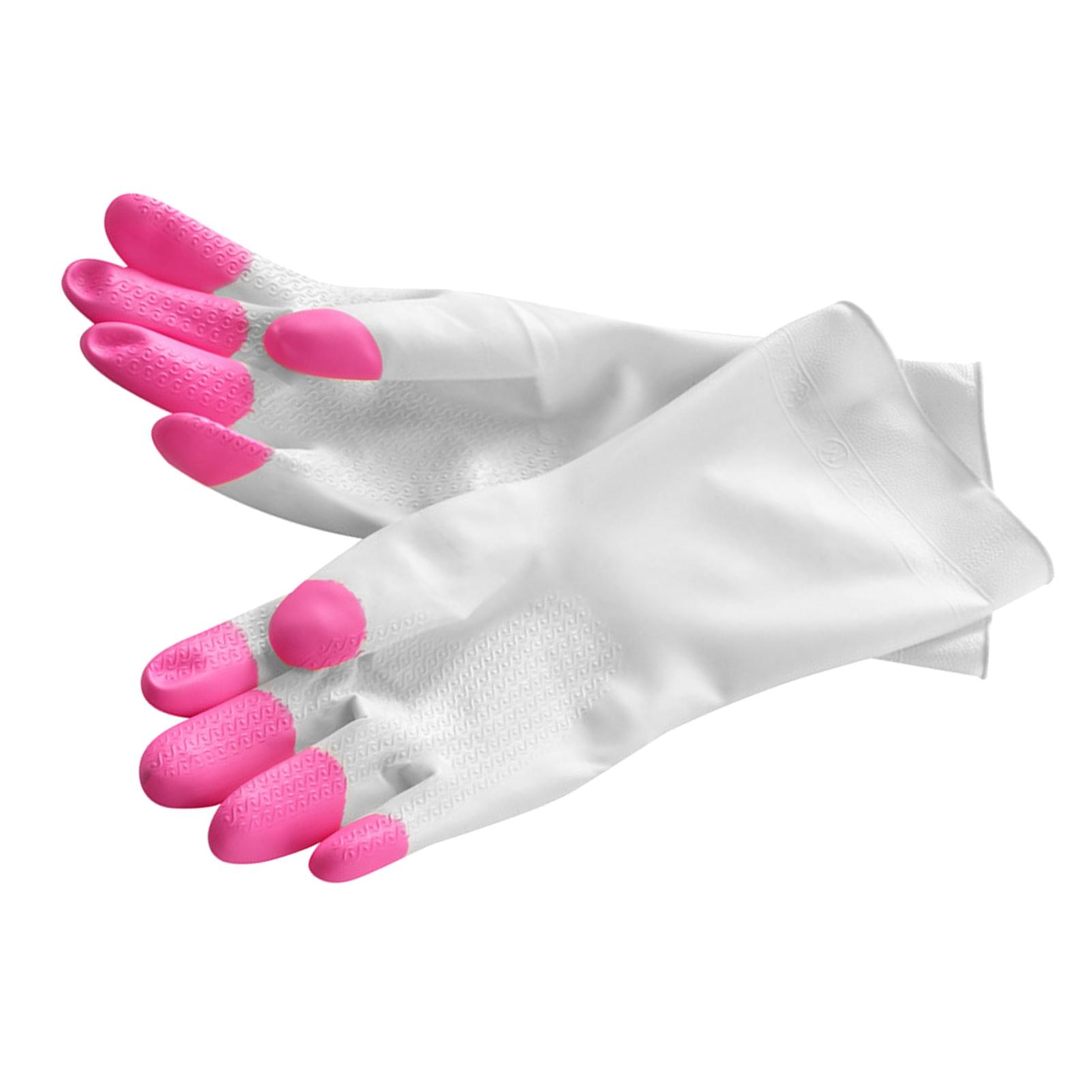 

PVC Household Gloves Cleaning Anti Slip Multi Functional Ergonomic Waterproof Dishwashing Gloves Pink