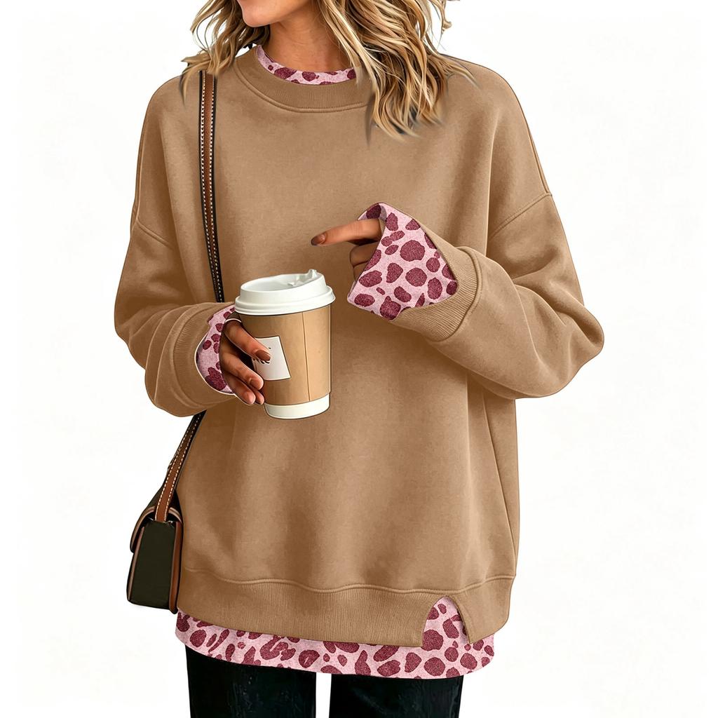 Damen Casual Pullover mit Aufdruck und Design, Langarm, Lockerer Schnitt