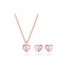 Gema Rosa und Weiß Symmetrisches Herz Halsketten- und Ohrring-Set Roségold-Ton Damenschmuck 5653009