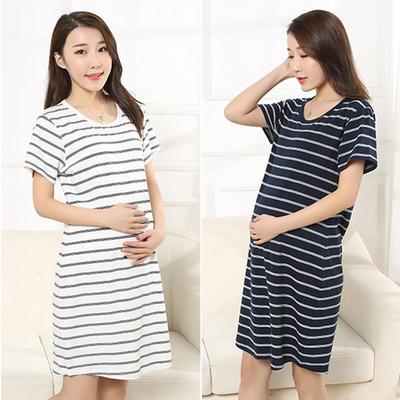 Doaraha Camis/ón Lactancia para Mujer Vestido Premam/á con Volantes Pijama de Maternidad Camisones de Algod/ón de Manga 3//4 Ropa de Dormir con Cuello en V