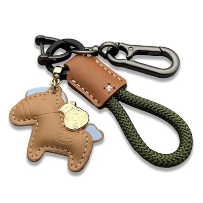 [BOJIDO] Horse Keychain Carabiner 1 Piece Leather Horse Charm Key