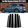 6 szt. Pasuje do Alfa Romeo Stelvio 2017-2024 Błyszczący Czarny Materiał PC Efekt Lustra Samochodowe Drzwi Okno Środkowy Słupek B C Pokrywa Listwy Kolumny