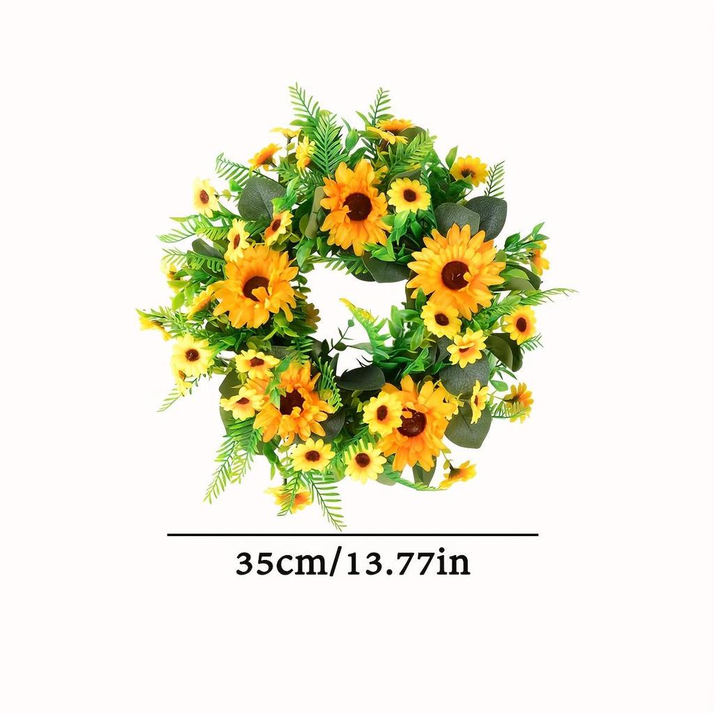 Sonnenblumenkranz Weihnachts-Türdekoration - Künstliche Blumen & Baumzubehör für festliche Atmosphäre