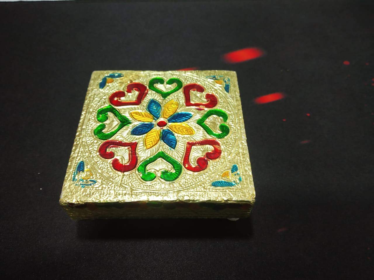 RSINC Домашний Декор Деревянная Декоративная Желтого Цвета Дивали Пуджа Чоуки Маленькая Скамеечка 7.5X 7.5 X 1.5 см WC-7W6G-7CYR