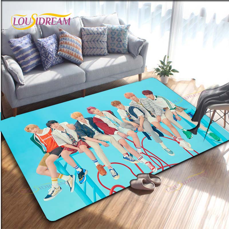 Новейшие ковры с рисунком Kpop Bangtan Boys BTS, ковер для гостиной с противоскользящим покрытием, коврики для детской спальни, коврик для йоги, большой ковер для декора 60cm x 90cm