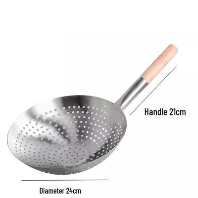 Stainless Steel Fine Mesh Skimmer with Wooden Handle