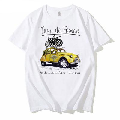 Camiseta de algodón de moda para viajes por carretera, camiseta para andar en bicicleta, ciclismo, camiseta con estampado de coche para exteriores, camiseta creativa de bicicleta de carretera blanca, camiseta hipster para hombre