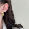 Avocado Green Square Dangle Earrings for Women Uneven Gold Metal Top Sweet Female Hanging Earrings Cute Ear Decor