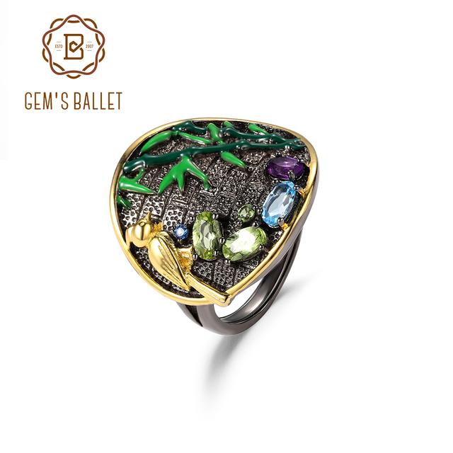 

Gb нео-готический стиль бамбуковый сад дизайн ювелирные кольца для женщин настоящее серебро 925 пробы регулируемые открытые кольца Resizable