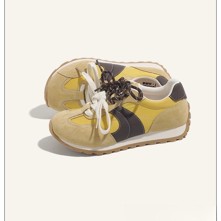 Ruoji 2025 new color matching German training shoes women's platform comfortable jogging sports casual shoes versatile waffle Forrest Gump shoes