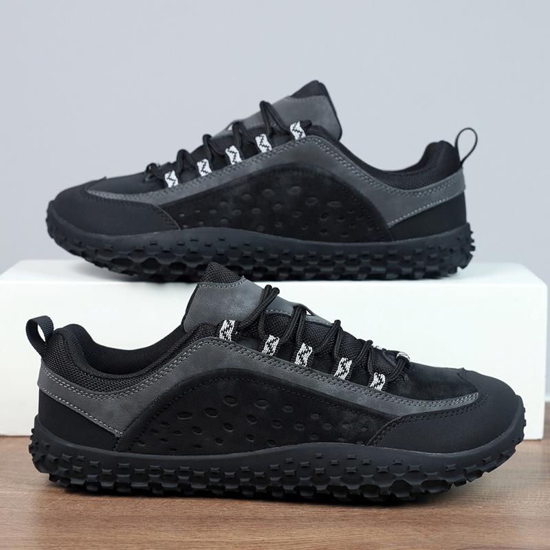 Wide head large size leather surface non-slip walking shoes outdoor sports travel casual shoes widened big head wide last shoes men