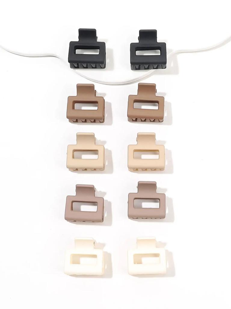 10 ks Malé obdélníkové sponky do vlasů smíšených barev, Módní sponky do vlasů pro ženy a dívky na tenké, husté a kudrnaté vlasy.