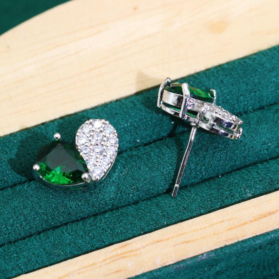 2024 New Zircon Heart Necklace Earrings Earrings