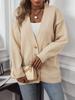 Women's Fashion Casual V-neck Single-breasted Long-sleeved Knitted Cardigan Sweater Jacket