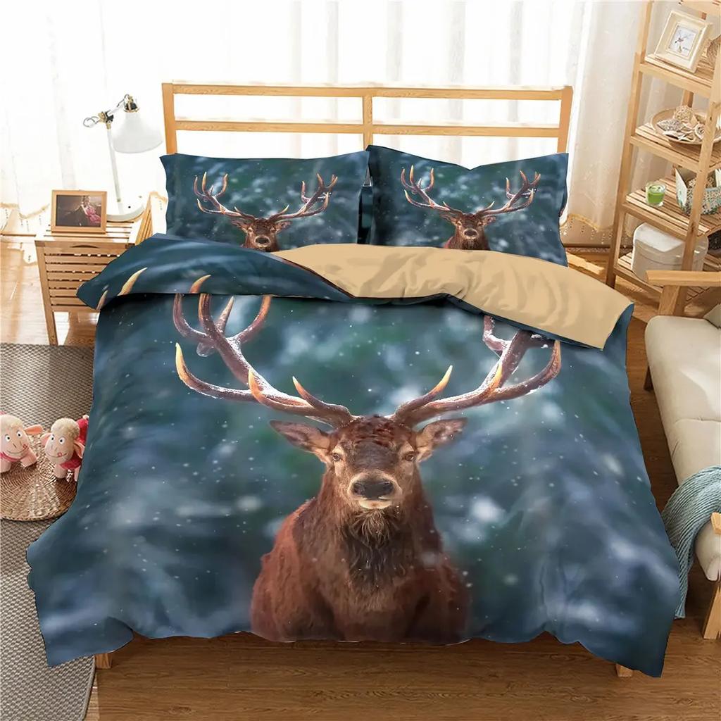 Comforter Ropa De Cama Snowflakes Deer 3D King Size Eu King 240X220 Cm Bedroom Set Bedding North America Quilting Home Textile