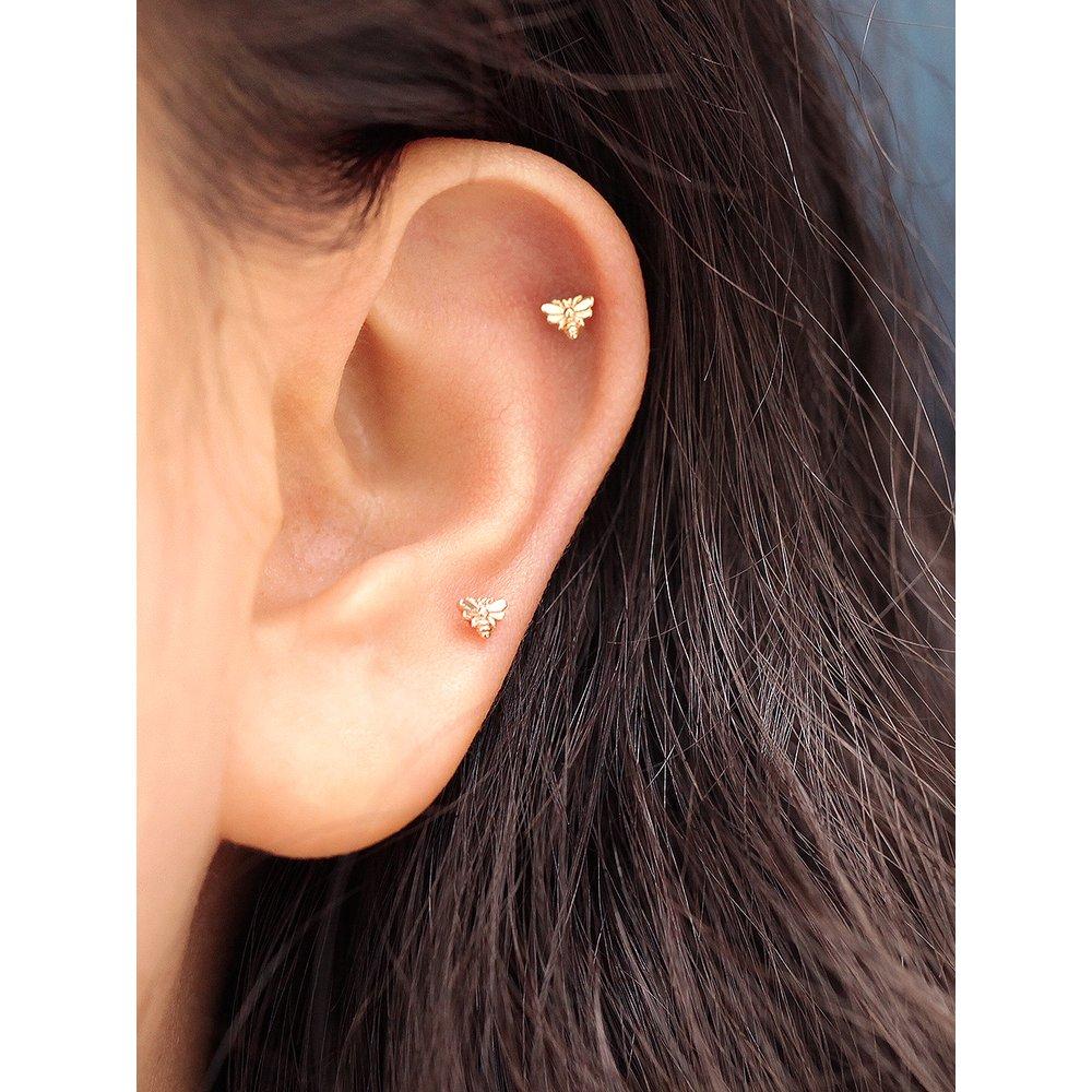 14K Mini Me Bee Piercing Earrings