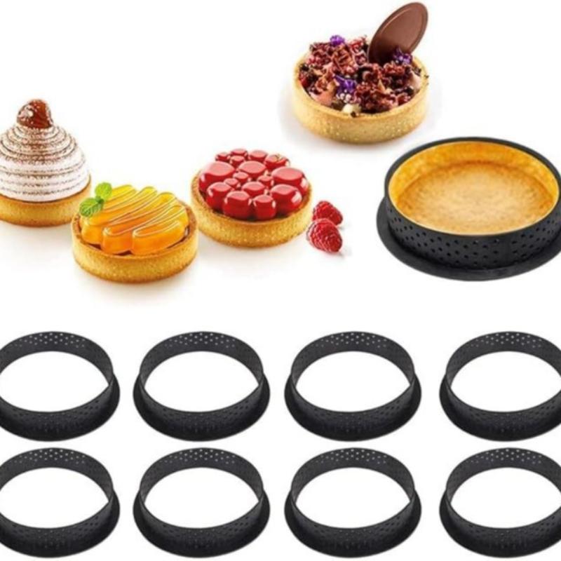 Tart Ring Non-Stick Perforated Food Safe Baking Mold for Homemade Pie Cake Mousse Dessert Party Prep
