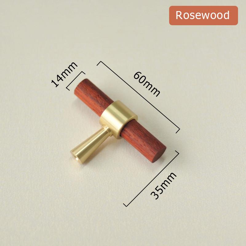 KAK Walnut Wooden Furniture Handle Brass Copper Drawer Knobs Kitchen Cabinets Pulls Dresser Knobs Wardrobe Pull Door Hardware