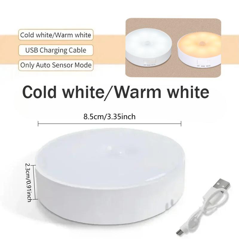 PIR Motion Sensor LED Night Light USB Rechargeable Night Lamp For Kitchen Cabinet Wardrobe Lamp Staircase Wireless Closet Light