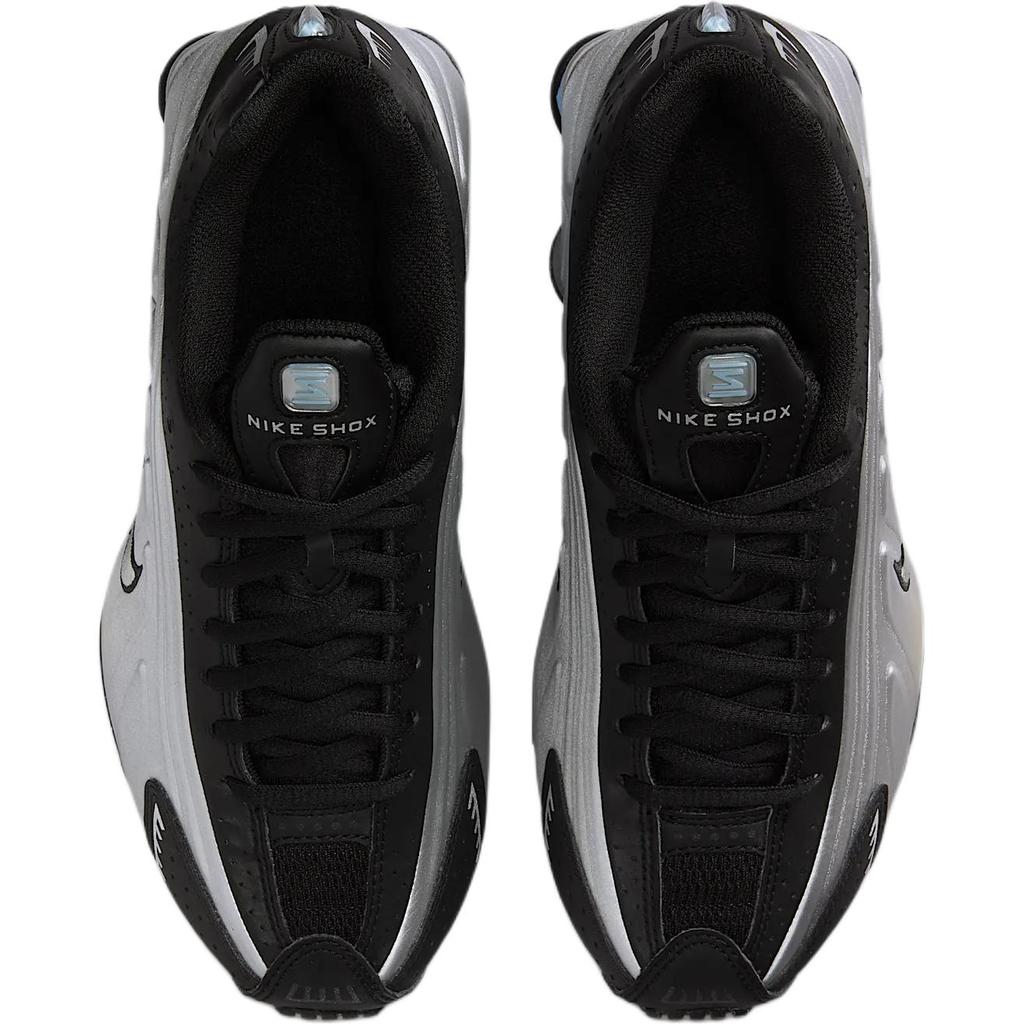 Nike Shox R4 GS Metallic Silver Psychic Blue Kids Sneakers Grey Black CW2626-004