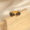 Niche Animal Dripping Cheetah Open Ring Design Black Gold Adjustable Couple Ring Tide